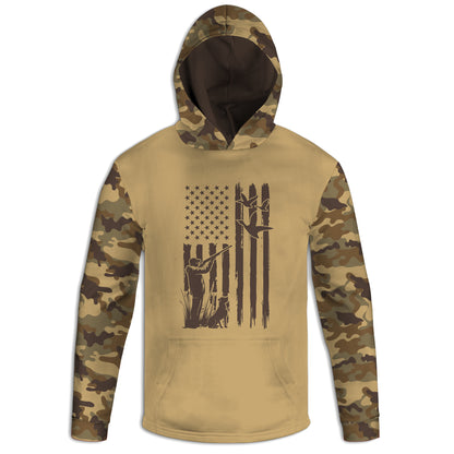 Men's Duck Hunter and American Flag Army Camo Hoodie / T-Shirt / Long Sleeve Tee / Pullover / Sweatshirt