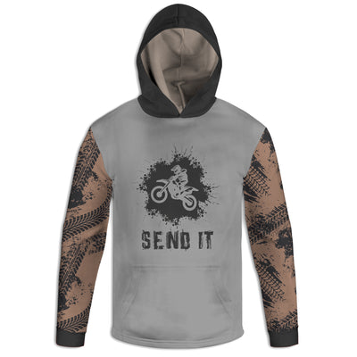 Men's Gray Dirt Bike & American Flag 'Send It' Hoodie / T-Shirt / Long Sleeve Tee / Pullover / Sweatshirt