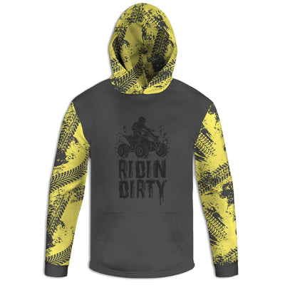 Men's Yellow & Grey 'Ridin Dirty' 4 Wheeler Hoodie / T-Shirt / Long Sleeve Tee / Pullover / Sweatshirt