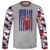 Men's Deer and USA Flag Red White & Blue Camo Hoodie / T-Shirt / Long Sleeve Tee / Pullover / Sweatshirt