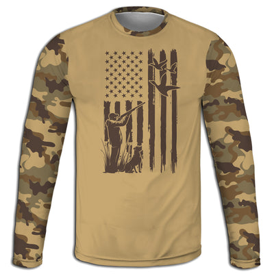 Men's Duck Hunter and American Flag Army Camo Hoodie / T-Shirt / Long Sleeve Tee / Pullover / Sweatshirt