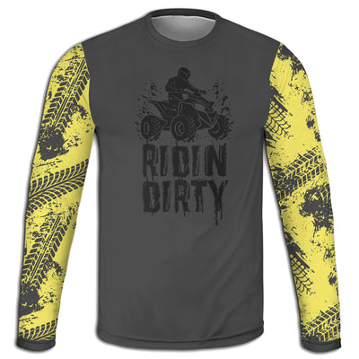 Men's Yellow & Grey 'Ridin Dirty' 4 Wheeler Hoodie / T-Shirt / Long Sleeve Tee / Pullover / Sweatshirt