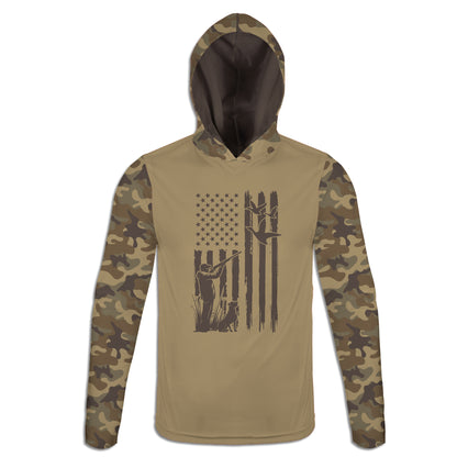 Men's Duck Hunter and American Flag Army Camo Hoodie / T-Shirt / Long Sleeve Tee / Pullover / Sweatshirt