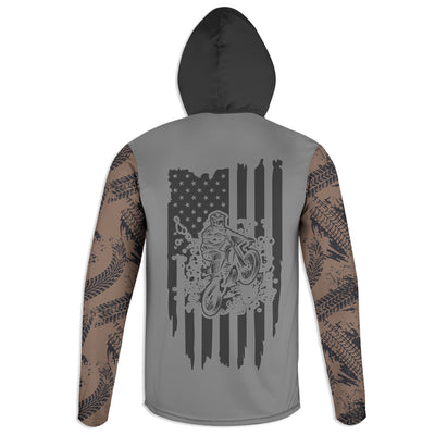 Men's Gray Dirt Bike & American Flag 'Send It' Hoodie / T-Shirt / Long Sleeve Tee / Pullover / Sweatshirt