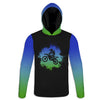 Men's Blue Green Ombre Dirt Bike Hoodie / T-Shirt / Long Sleeve Tee / Pullover / Sweatshirt