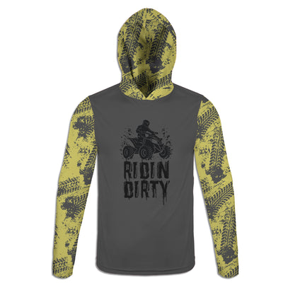 Men's Yellow & Grey 'Ridin Dirty' 4 Wheeler Hoodie / T-Shirt / Long Sleeve Tee / Pullover / Sweatshirt