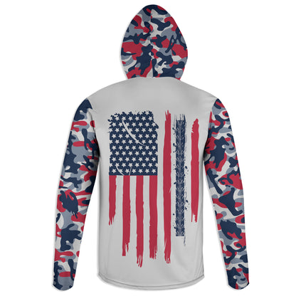 Men's Red White & Blue Motocross and American Flag Camo Hoodie / T-Shirt / Long Sleeve Tee / Pullover / Sweatshirt