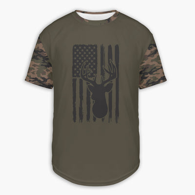 Men's Army Camo Buck and American Flag Hoodie / T-Shirt / Long Sleeve Tee / Pullover / Sweatshirt