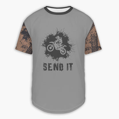 Men's Gray Dirt Bike & American Flag 'Send It' Hoodie / T-Shirt / Long Sleeve Tee / Pullover / Sweatshirt
