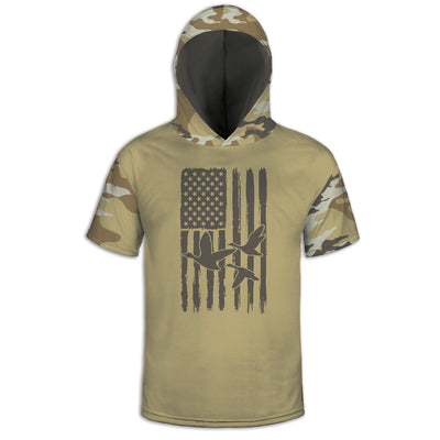 Men's Flying Ducks and American Flag Army Camo Hoodie / T-Shirt / Long Sleeve Tee / Pullover / Sweatshirt