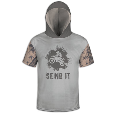 Men's Gray Dirt Bike & American Flag 'Send It' Hoodie / T-Shirt / Long Sleeve Tee / Pullover / Sweatshirt