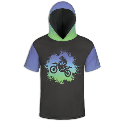 Men's Blue Green Ombre Dirt Bike Hoodie / T-Shirt / Long Sleeve Tee / Pullover / Sweatshirt