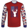 Men's Red White & Blue Buck and American Flag Camo Hoodie / T-Shirt / Long Sleeve Tee / Pullover / Sweatshirt