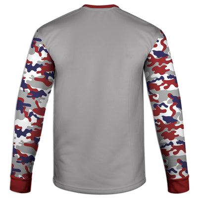 Men's Deer and USA Flag Red White & Blue Camo Hoodie / T-Shirt / Long Sleeve Tee / Pullover / Sweatshirt