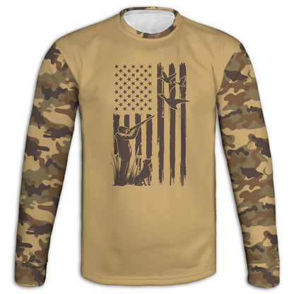 Men's Duck Hunter and American Flag Army Camo Hoodie / T-Shirt / Long Sleeve Tee / Pullover / Sweatshirt