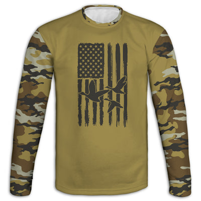 Men's Flying Ducks and American Flag Army Camo Hoodie / T-Shirt / Long Sleeve Tee / Pullover / Sweatshirt