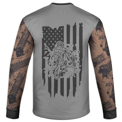 Men's Gray Dirt Bike & American Flag 'Send It' Hoodie / T-Shirt / Long Sleeve Tee / Pullover / Sweatshirt