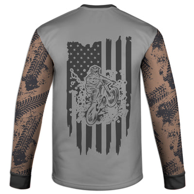 Men's Gray Dirt Bike & American Flag 'Send It' Hoodie / T-Shirt / Long Sleeve Tee / Pullover / Sweatshirt