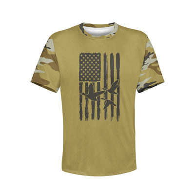 Men's Flying Ducks and American Flag Army Camo Hoodie / T-Shirt / Long Sleeve Tee / Pullover / Sweatshirt