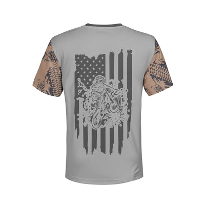 Men's Gray Dirt Bike & American Flag 'Send It' Hoodie / T-Shirt / Long Sleeve Tee / Pullover / Sweatshirt