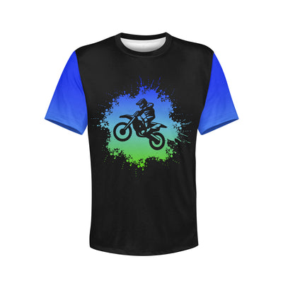 Men's Blue Green Ombre Dirt Bike Hoodie / T-Shirt / Long Sleeve Tee / Pullover / Sweatshirt