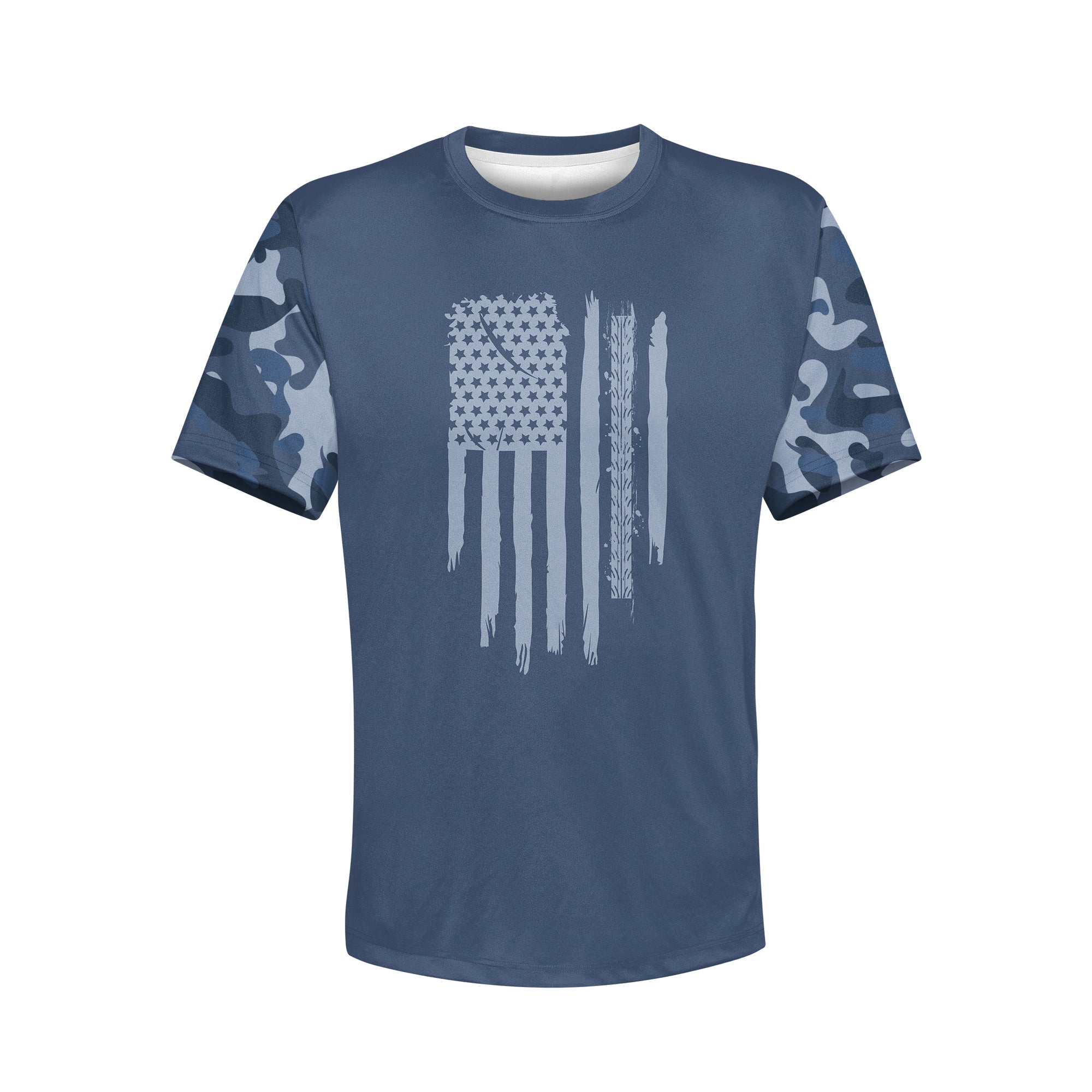 Hoodie Blue American Flag Bass Long Sleeve Performance Shirt
