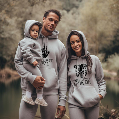Skeleton Group / Family Grey Halloween Hoodies