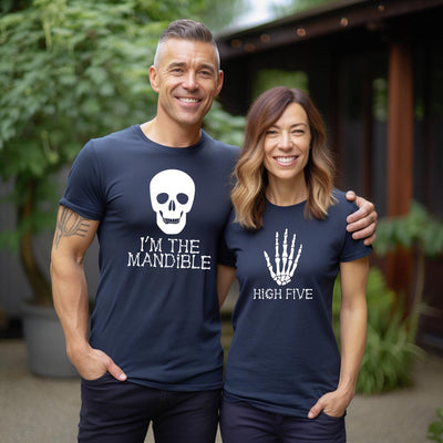 Skeleton Group / Family Navy Blue Halloween T-Shirts