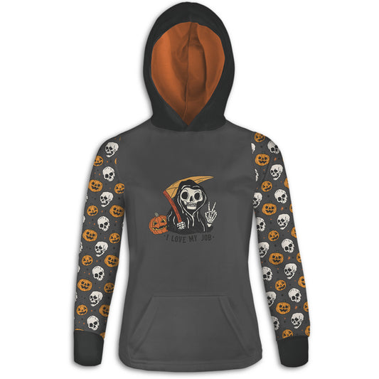 Men's / Women's "I Love My Job" Grim Reaper Halloween Hoodie / T-Shirt / Long Sleeve Tee / Pullover / Sweatshirt