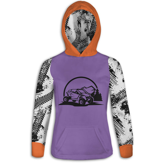 Women's Orange Purple & Black Side by Side Hoodie / T-Shirt / Pullover / Sweatshirt