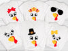 Turkey Faces - White Thanksgiving Group / Family T-Shirts - Adult Unisex Size