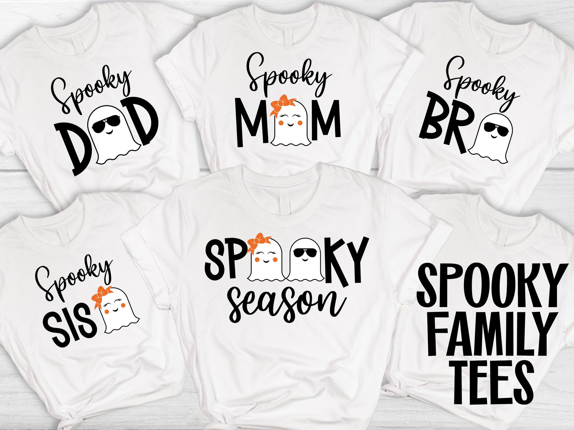 Spooky Ghost Family - White Halloween T-Shirts