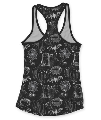 Black Halloween Print - Women's Racerback Tank