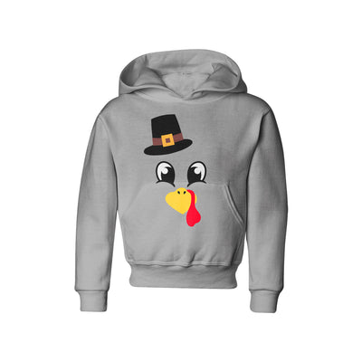 Turkey Faces - Grey Thanksgiving Hoodies - Youth Size