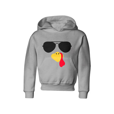 Turkey Faces - Grey Thanksgiving Hoodies - Youth Size