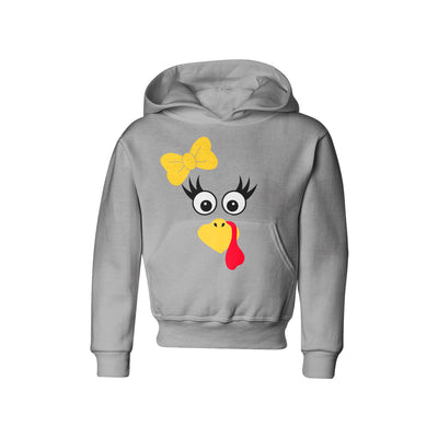 Turkey Faces - Grey Thanksgiving Hoodies - Youth Size