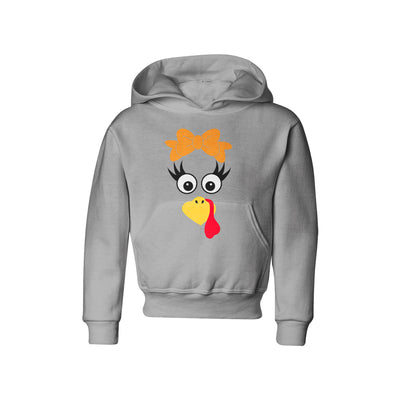 Turkey Faces - Grey Thanksgiving Hoodies - Youth Size