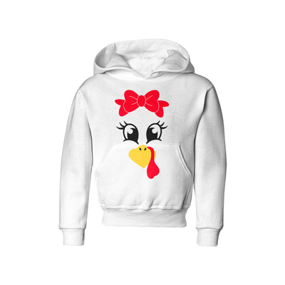 Turkey Faces - White Thanksgiving Hoodies - Youth Size