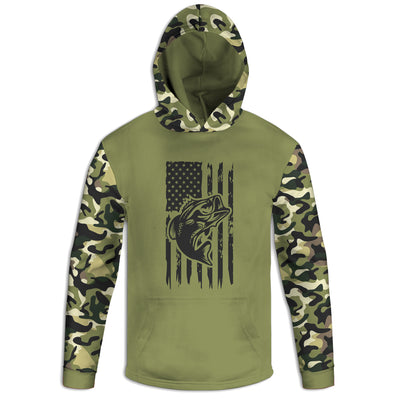 Men's Bass Fisherman Camo HOODIE / T-SHIRT / LONG SLEEVE TEE / PULLOVER / SWEATSHIRT