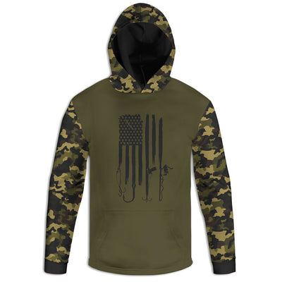 Men's Fishing Pole Flag CAMO HOODIE / T-SHIRT / LONG SLEEVE TEE / PULLOVER / SWEATSHIRT