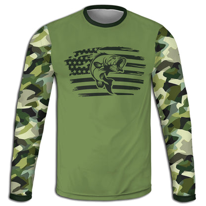 Men's Bass Fishing Flag CAMO HOODIE / T-SHIRT / LONG SLEEVE TEE / PULLOVER / SWEATSHIRT