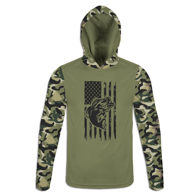 Men's Bass Fisherman Camo HOODIE / T-SHIRT / LONG SLEEVE TEE / PULLOVER / SWEATSHIRT