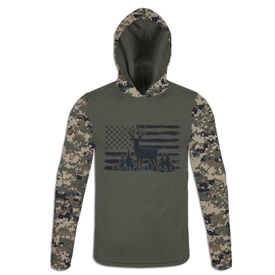 Men's Buck Flag CAMO HOODIE / T-SHIRT / LONG SLEEVE TEE / PULLOVER / SWEATSHIRT