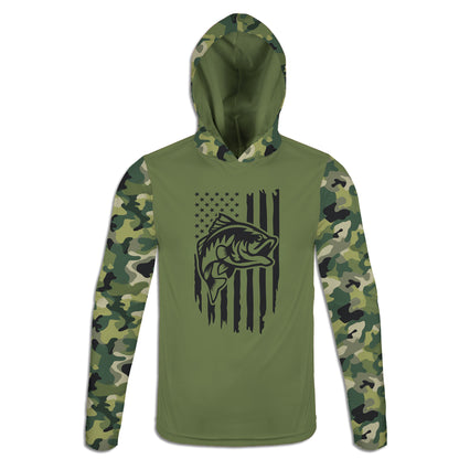Men's Bass Fishing Flag CAMO HOODIE / T-SHIRT / LONG SLEEVE TEE / PULLOVER / SWEATSHIRT