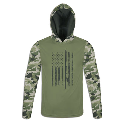 Men's Fishing Pole Flag CAMO HOODIE / T-SHIRT / LONG SLEEVE TEE / PULLOVER / SWEATSHIRT