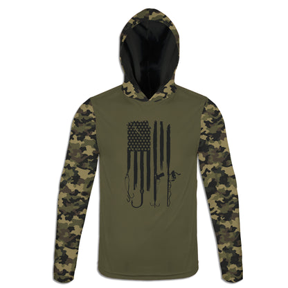 Men's Fishing Pole Flag CAMO HOODIE / T-SHIRT / LONG SLEEVE TEE / PULLOVER / SWEATSHIRT