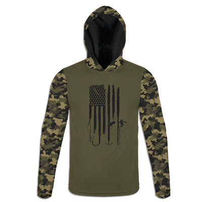 Men's Fishing Pole Flag CAMO HOODIE / T-SHIRT / LONG SLEEVE TEE / PULLOVER / SWEATSHIRT