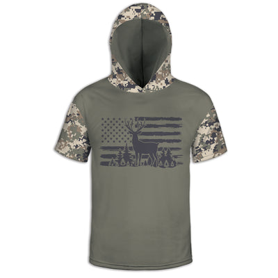 Men's Buck Flag CAMO HOODIE / T-SHIRT / LONG SLEEVE TEE / PULLOVER / SWEATSHIRT