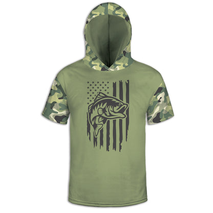 Men's Bass Fishing Flag CAMO HOODIE / T-SHIRT / LONG SLEEVE TEE / PULLOVER / SWEATSHIRT