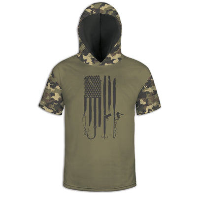 Men's Fishing Pole Flag CAMO HOODIE / T-SHIRT / LONG SLEEVE TEE / PULLOVER / SWEATSHIRT